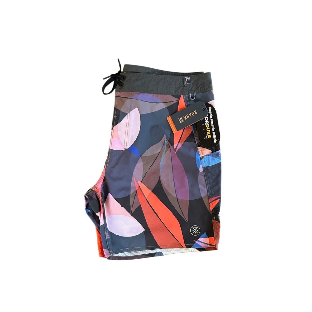 Roark The Boatman Boardshorts Mens 34 Cordura RB399 Abstract Floral Swim Shorts‎